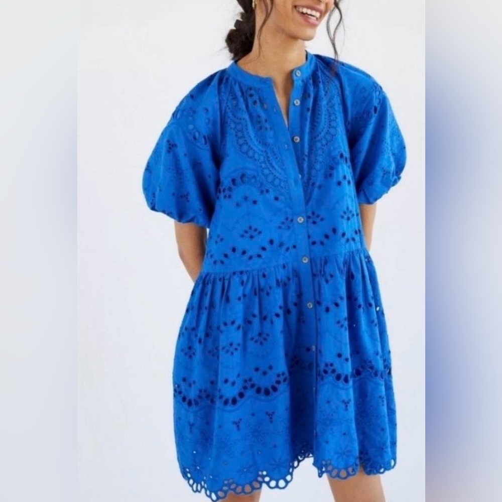 Anthropologie Tallulah Puff Sleeve Eyelet Mini Dress, Size XS - Picture 4 of 14
